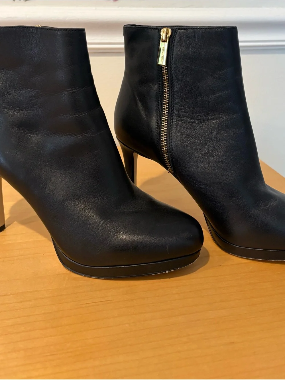 Michael Kors Black Leather Zip Ankle Booties
